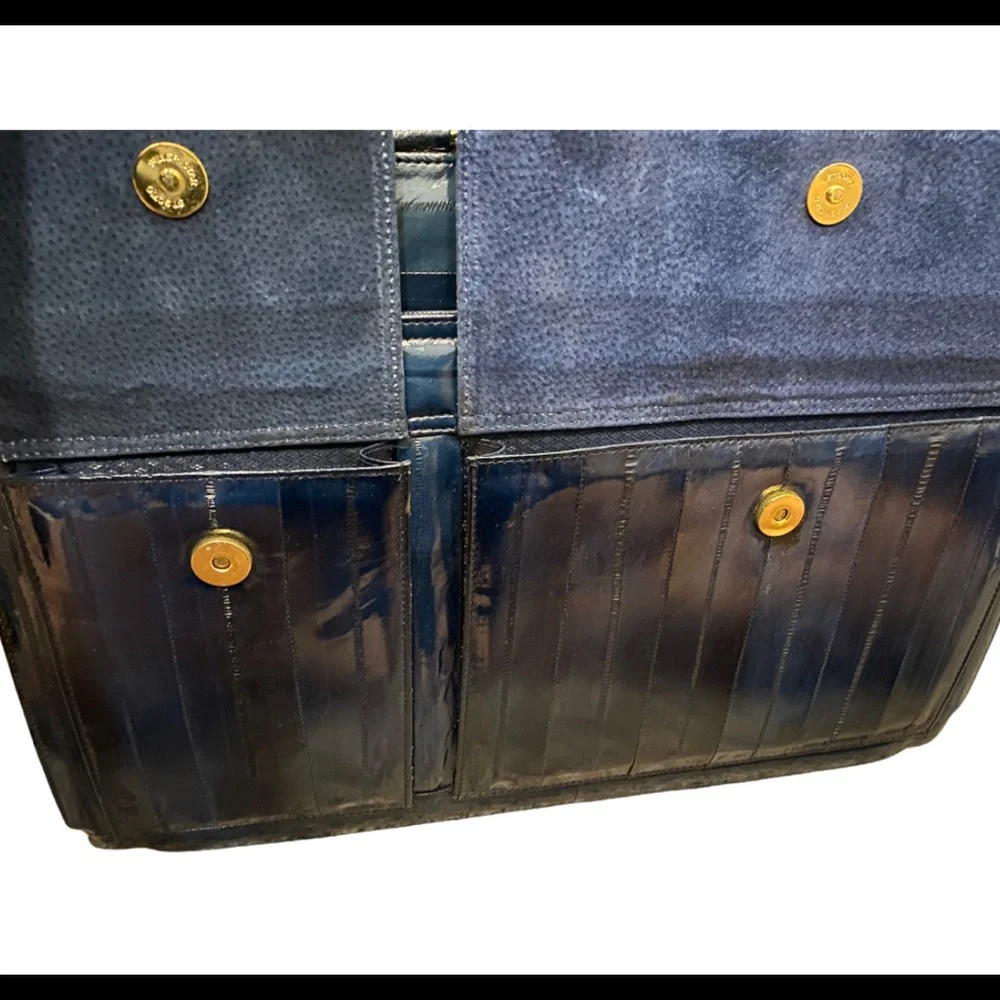 Vintage blue portfolio satchel laptop bag - Picture 5 of 6